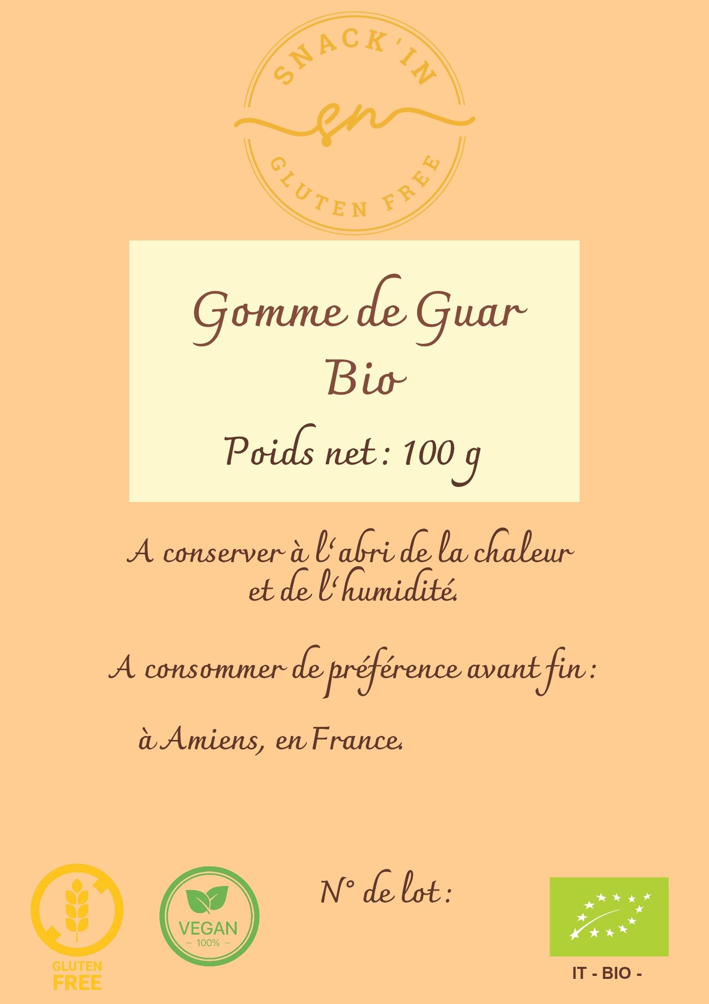 Gomme de Guar Bio 100G